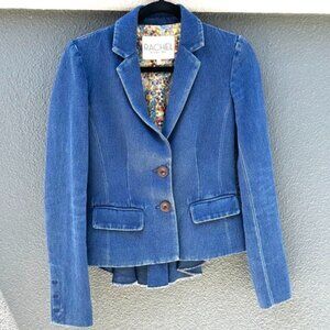 RACHEL ROY COTTON DENIM FITTED JACKET WITH PEPLUM SZ 0 Pre-owned